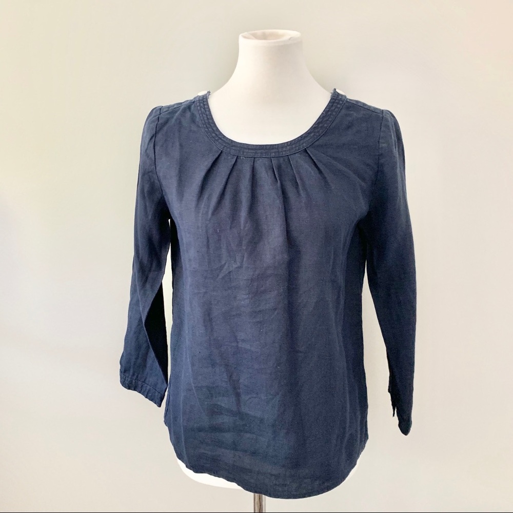 J. Crew Navy Linen Top Size X-Small